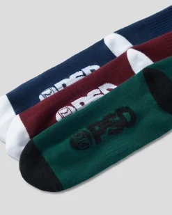 PSD Socks*3 Pack - Logo Crew - Dark Tones