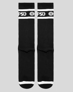 PSD Socks*3 Pack - Logo Stripe Crew - Black