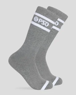 PSD Socks*3 Pack - Logo Stripe Crew - Gray