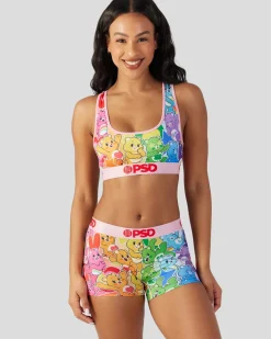 Women PSD Sports Bra|Core Standard*Care Bears - Rainbow