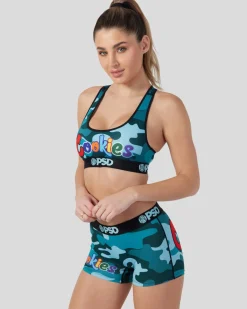 Women PSD Sports Bra|Core Standard*Cookies - Blue Camo