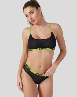 Women PSD Scoop Bralette|Mesh*Mesh - Solid Black