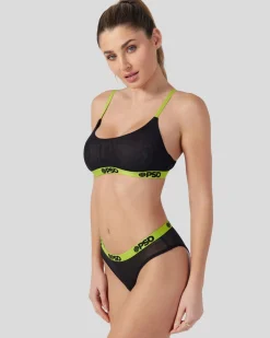Women PSD Scoop Bralette|Mesh*Mesh - Solid Black