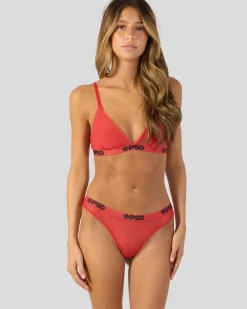 Women PSD Thongs|Mesh*Mesh - Solid Red