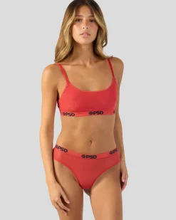Women PSD Scoop Bralette|Mesh*Mesh - Solid Red