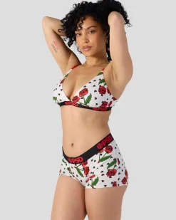 Women PSD Triangle Bralette|Modal Blend*Modal - Cherry Skullz