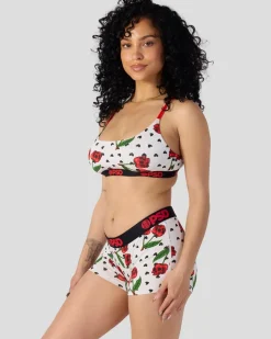 Women PSD Scoop Bralette*Modal - Cherry Skullz