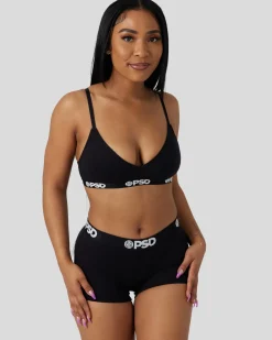 Women PSD V-Neck Bralette|Modal Blend*Modal Solids - Black