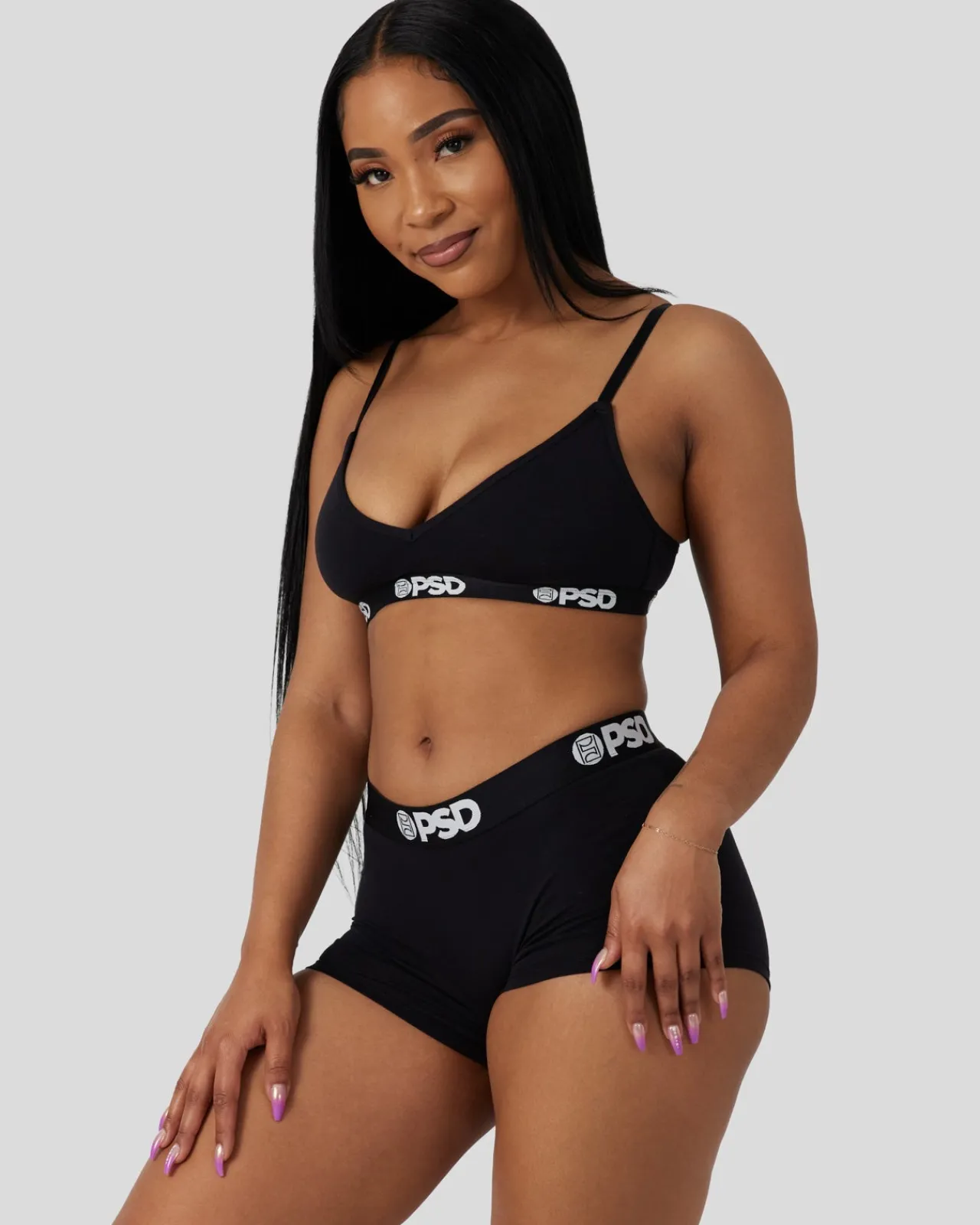 Women PSD V-Neck Bralette|Modal Blend*Modal Solids - Black