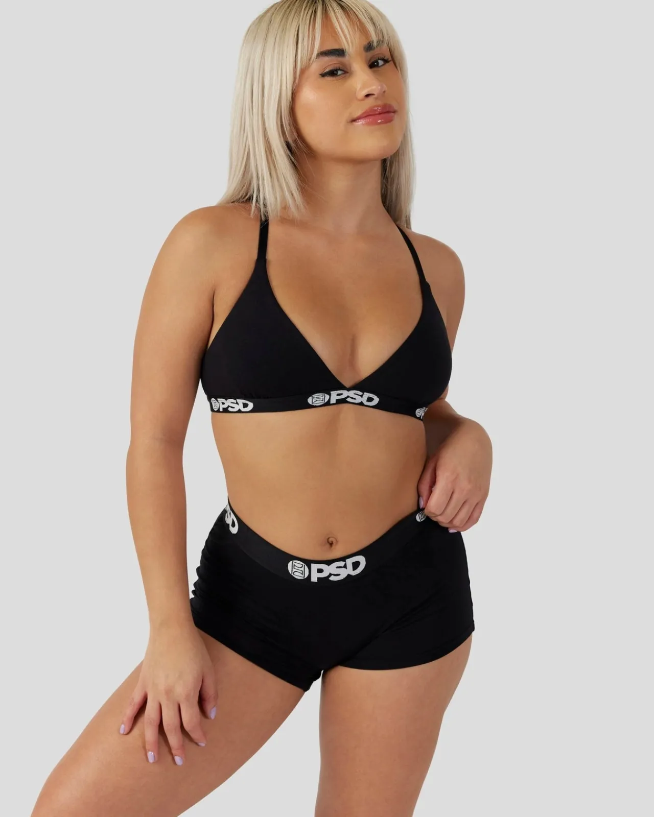 Women PSD Triangle Bralette|Modal Blend*Modal Solids - Black
