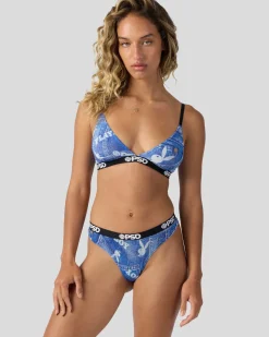 Women PSD Thongs|Mesh*Playboy - Denim Mesh