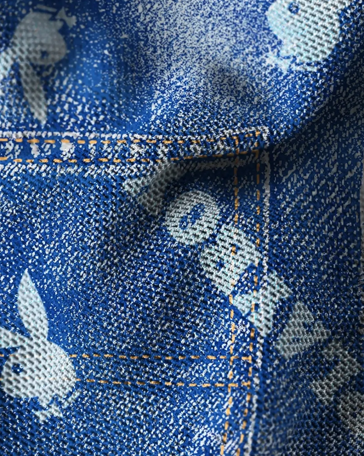 Women PSD Thongs|Mesh*Playboy - Denim Mesh