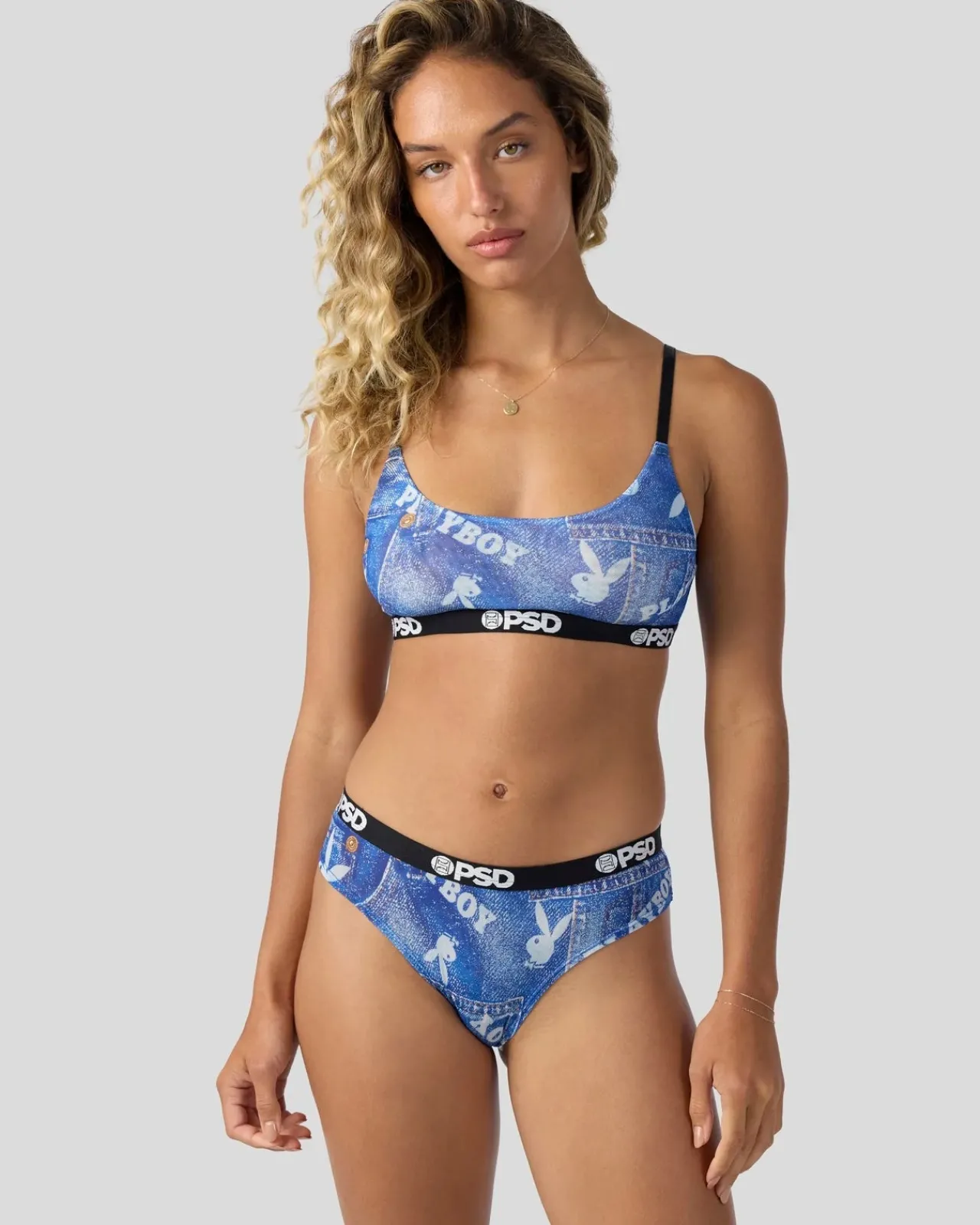 Women PSD Cheeky|Mesh*Playboy - Denim Mesh