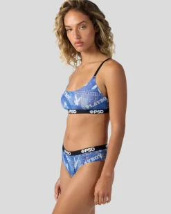 Women PSD Scoop Bralette|Mesh*Playboy - Denim Mesh