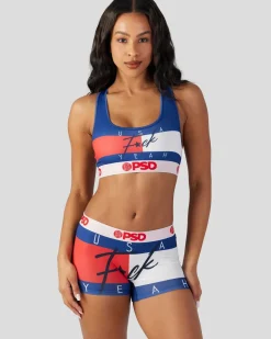 Women PSD Sports Bra|Core Standard*USA F*ck Yeah